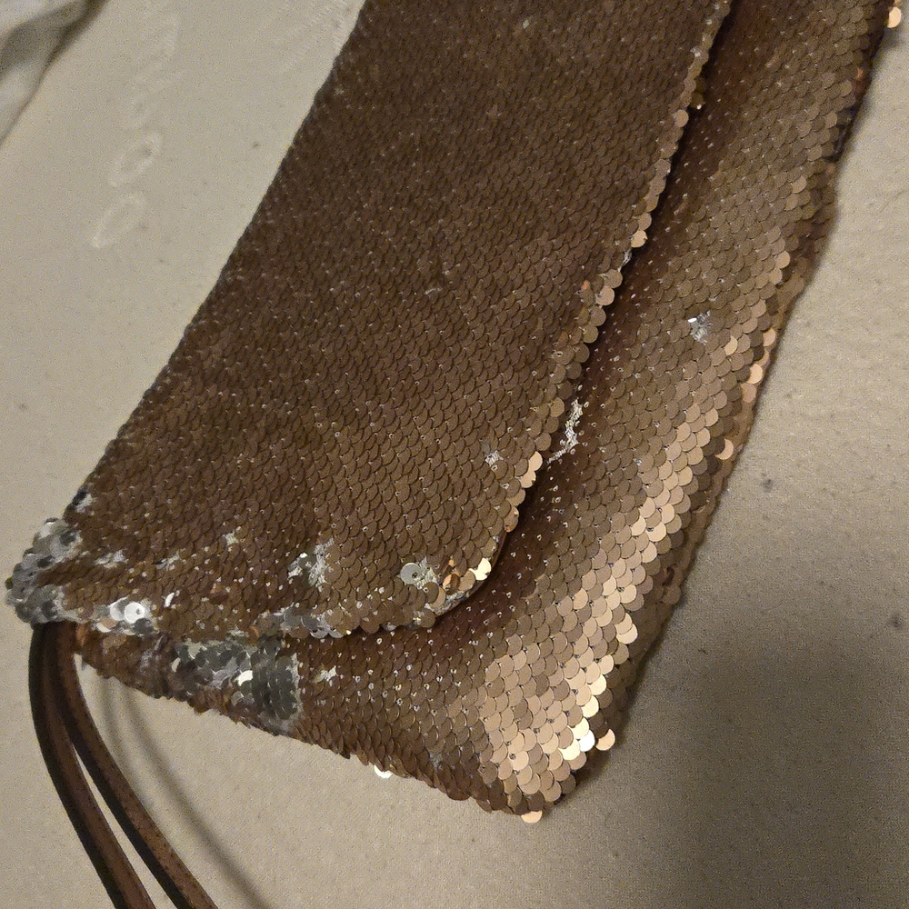 Sequin Clutch Bag in Bronze